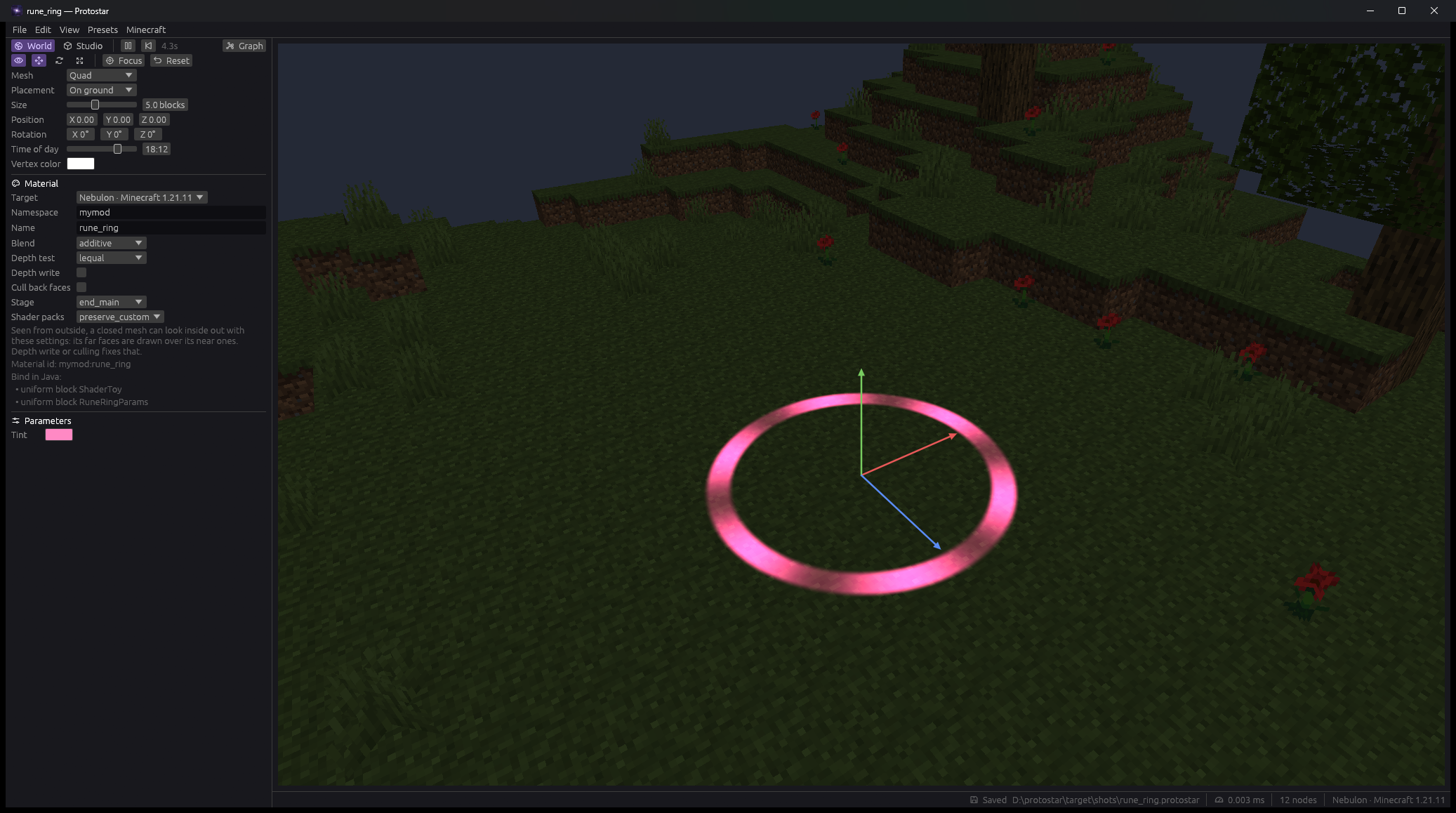 Rune Ring preset in the Protostar preview